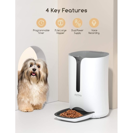 Faroro Automatic Cat WiFi, 3MP HD Video Cat Food Automatic with Night Vision, 4L Feeder for Cats/Dogs with Two-Way Audio, App Control, Motion Detection & Double Force Faroro Automatic Cat WiFi, 3MP HD Video Cat Food Automatic with Night Vision, 4L Feeder for Cats/Dogs with Two-Way Audio, App Control, Motion Detection & Double Force