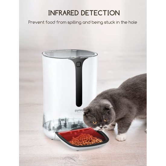 Faroro Automatic Cat WiFi, 3MP HD Video Cat Food Automatic with Night Vision, 4L Feeder for Cats/Dogs with Two-Way Audio, App Control, Motion Detection & Double Force Faroro Automatic Cat WiFi, 3MP HD Video Cat Food Automatic with Night Vision, 4L Feeder for Cats/Dogs with Two-Way Audio, App Control, Motion Detection & Double Force