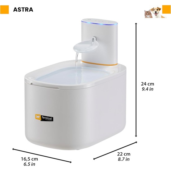Ferplast Astra Wireless Cat Fountain, Drinking Fountain for Cat, Rechargeable Cat Drinking Fountain with Motion Sensor, 3 L, Three-Stage Filter, USB-C Included Ferplast Astra Wireless Cat Fountain, Drinking Fountain for Cat, Rechargeable Cat Drinking Fountain with Motion Sensor, 3 L, Three-Stage Filter, USB-C Included