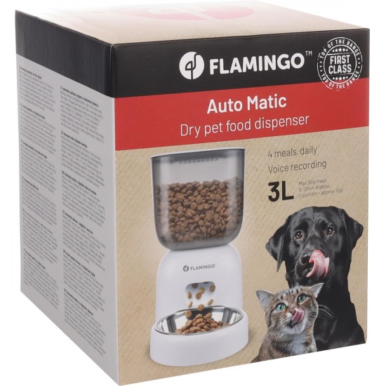 Flamingo Distributeur de Nourriture Blido Blanc - 3 L - Programmable - Pour Chiens et Chats Flamingo Distributeur de Nourriture Blido Blanc - 3 L - Programmable - Pour Chiens et Chats
