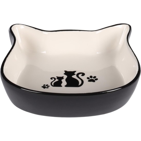 Flamingo Fofa Feeding and Drinking Bowl Black and White - 250 ml, High-Quality Ceramic, Dishwasher Safe, Durable and Stylish for Cats Flamingo Fofa Feeding and Drinking Bowl Black and White - 250 ml, High-Quality Ceramic, Dishwasher Safe, Durable and Stylish for Cats