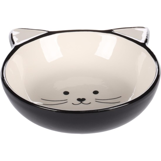 Flamingo Kajo Cat Feeding and Drinking Bowl Round Black & White - Non-Slip Multi-Purpose Bowl for Pets - 280 ml - Ceramic - Dishwasher Safe Flamingo Kajo Cat Feeding and Drinking Bowl Round Black & White - Non-Slip Multi-Purpose Bowl for Pets - 280 ml - Ceramic - Dishwasher Safe