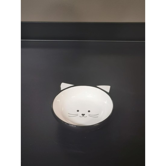 Flamingo Kajo Cat Feeding and Drinking Bowl Round Black & White - Non-Slip Multi-Purpose Bowl for Pets - 280 ml - Ceramic - Dishwasher Safe Flamingo Kajo Cat Feeding and Drinking Bowl Round Black & White - Non-Slip Multi-Purpose Bowl for Pets - 280 ml - Ceramic - Dishwasher Safe