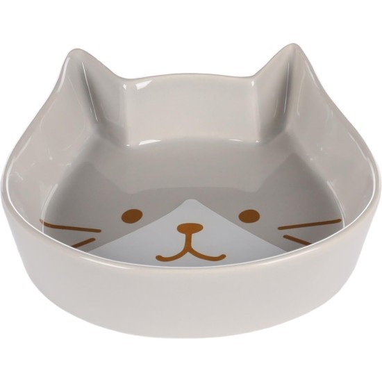 Flamingo Kapo Feeding and Drinking Bowl for Cats, Light Grey, 250 ml, Ceramic, Dishwasher Safe Flamingo Kapo Feeding and Drinking Bowl for Cats, Light Grey, 250 ml, Ceramic, Dishwasher Safe