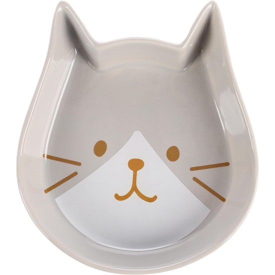 Flamingo Kapo Feeding and Drinking Bowl for Cats, Light Grey, 250 ml, Ceramic, Dishwasher Safe