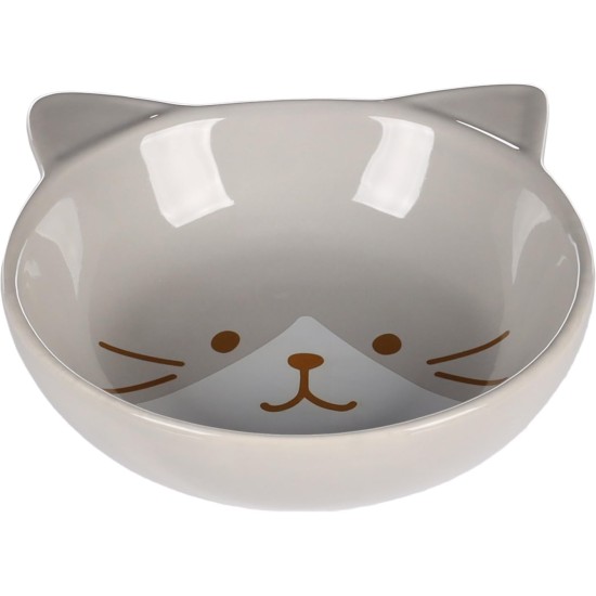 Flamingo Kapo Feeding and Drinking Bowl for Cats, Round, Light Grey, 280 ml, Ceramic, Dishwasher Safe Flamingo Kapo Feeding and Drinking Bowl for Cats, Round, Light Grey, 280 ml, Ceramic, Dishwasher Safe