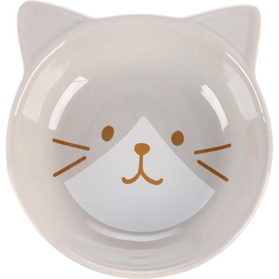 Flamingo Kapo Feeding and Drinking Bowl for Cats, Round, Light Grey, 280 ml, Ceramic, Dishwasher Safe Flamingo Kapo Feeding and Drinking Bowl for Cats, Round, Light Grey, 280 ml, Ceramic, Dishwasher Safe