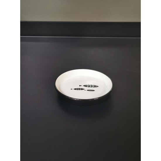 Flamingo Sardi Feeding and Drinking Bowl for Cats, Round, Black & White, Non-Slip Multi-Purpose Bowl for Pets, 250 ml, Ceramic, Dishwasher Safe Flamingo Sardi Feeding and Drinking Bowl for Cats, Round, Black & White, Non-Slip Multi-Purpose Bowl for Pets, 250 ml, Ceramic, Dishwasher Safe