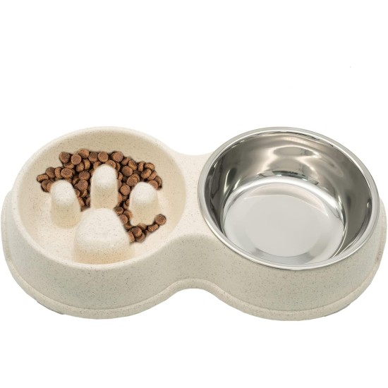 Fur & Bone Double Slow Feeder Dog Bowl Raised Dog Bowl with Non-Slip Base Dog Bowls Dog Water Stainless Steel Bowl Removable Raised Cat (Blue) Fur & Bone Double Slow Feeder Dog Bowl Raised Dog Bowl with Non-Slip Base Dog Bowls Dog Water Stainless Steel Bowl Removable Raised Cat (Blue)