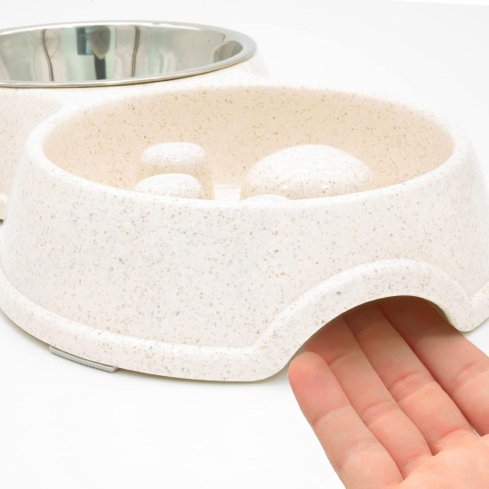 Fur & Bone Double Slow Feeder Dog Bowl Raised Dog Bowl with Non-Slip Base Dog Bowls Dog Water Stainless Steel Bowl Removable Raised Cat (Blue) Fur & Bone Double Slow Feeder Dog Bowl Raised Dog Bowl with Non-Slip Base Dog Bowls Dog Water Stainless Steel Bowl Removable Raised Cat (Blue)