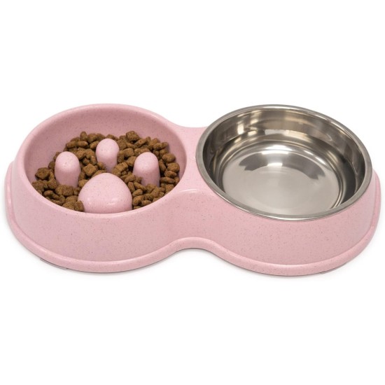 Fur & Bone Double Slow Feeder Dog Bowl Raised Dog Bowl with Non-Slip Base Dog Bowls Dog Water Stainless Steel Bowl Removable Raised Cat (Blue) Fur & Bone Double Slow Feeder Dog Bowl Raised Dog Bowl with Non-Slip Base Dog Bowls Dog Water Stainless Steel Bowl Removable Raised Cat (Blue)