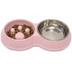 Fur & Bone Double Slow Feeder Dog Bowl Raised Dog Bowl with Non-Slip Base Dog Bowls Dog Water Stainless Steel Bowl Removable Raised Cat (Blue)
