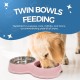 Fur & Bone Double Slow Feeder Dog Bowl Raised Dog Bowl with Non-Slip Base Dog Bowls Dog Water Stainless Steel Bowl Removable Raised Cat (Blue)