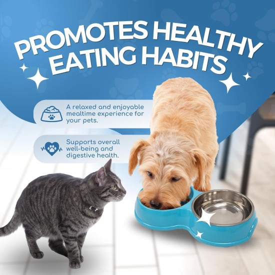 Fur & Bone Double Slow Feeder Dog Bowl Raised Dog Bowl with Non-Slip Base Dog Bowls Dog Water Stainless Steel Bowl Removable Raised Cat (Blue) Fur & Bone Double Slow Feeder Dog Bowl Raised Dog Bowl with Non-Slip Base Dog Bowls Dog Water Stainless Steel Bowl Removable Raised Cat (Blue)