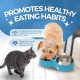 Fur & Bone Double Slow Feeder Dog Bowl Raised Dog Bowl with Non-Slip Base Dog Bowls Dog Water Stainless Steel Bowl Removable Raised Cat (Blue)