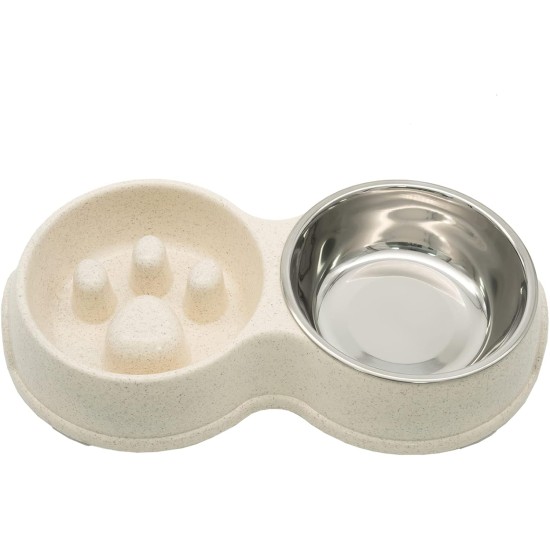 Fur & Bone Double Slow Feeder Dog Bowl Raised Dog Bowl with Non-Slip Base Dog Bowls Dog Water Stainless Steel Bowl Removable Raised Cat (Blue) Fur & Bone Double Slow Feeder Dog Bowl Raised Dog Bowl with Non-Slip Base Dog Bowls Dog Water Stainless Steel Bowl Removable Raised Cat (Blue)