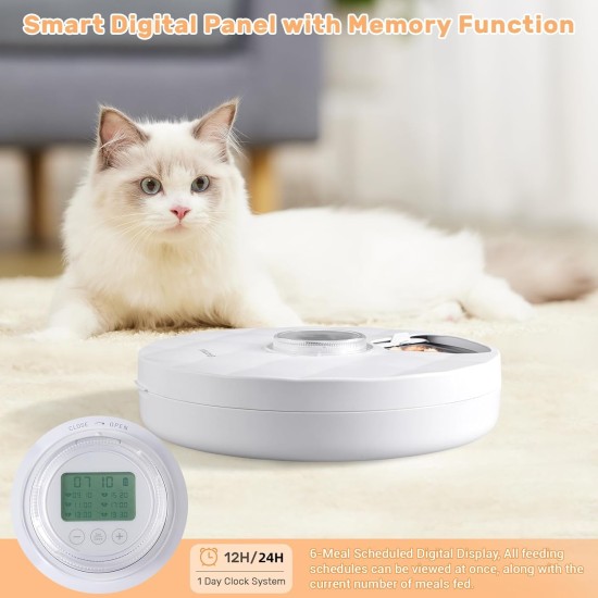 GAMKII Automatic Cat Wet Food Feeder 6 Meals with 2 Ice Packs, Battery Power Auto Pet Food Dispenser with Timer, Memory Function, Cats Small Dogs-First Meal with Cover (ABS Tray) GAMKII Automatic Cat Wet Food Feeder 6 Meals with 2 Ice Packs, Battery Power Auto Pet Food Dispenser with Timer, Memory Function, Cats Small Dogs-First Meal with Cover (ABS Tray)