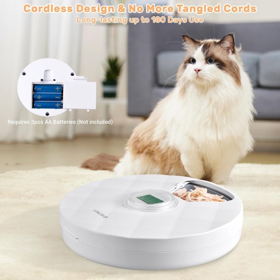 GAMKII Automatic Cat Wet Food Feeder 6 Meals with 2 Ice Packs, Battery Power Auto Pet Food Dispenser with Timer, Memory Function, Cats Small Dogs-First Meal with Cover (ABS Tray) GAMKII Automatic Cat Wet Food Feeder 6 Meals with 2 Ice Packs, Battery Power Auto Pet Food Dispenser with Timer, Memory Function, Cats Small Dogs-First Meal with Cover (ABS Tray)