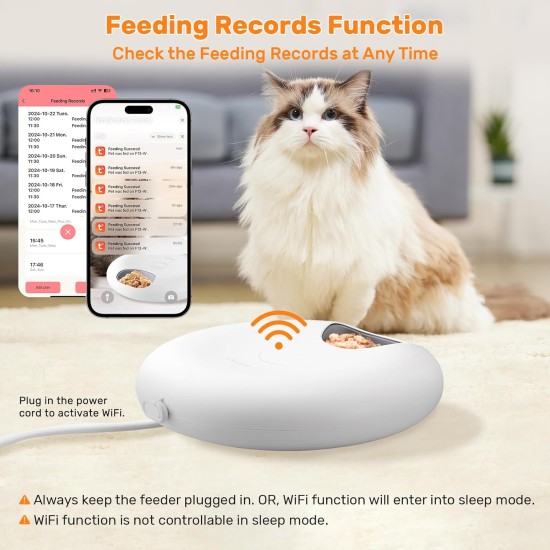 GAMKII Automatic WiFi Cat Feeder for Wet Food, 6 Meals Cat Feeder with 2 Ice Packs, Programmable Timer, Rechargeable Car Pet Food Dispenser, WiFi Control GAMKII Automatic WiFi Cat Feeder for Wet Food, 6 Meals Cat Feeder with 2 Ice Packs, Programmable Timer, Rechargeable Car Pet Food Dispenser, WiFi Control