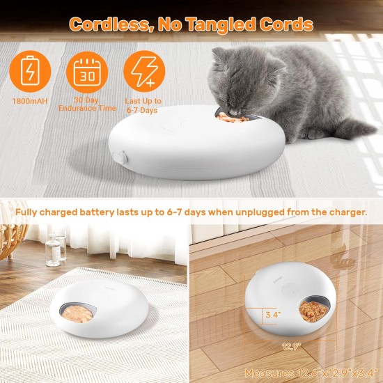 GAMKII Automatic WiFi Cat Feeder for Wet Food, 6 Meals Cat Feeder with 2 Ice Packs, Programmable Timer, Rechargeable Car Pet Food Dispenser, WiFi Control GAMKII Automatic WiFi Cat Feeder for Wet Food, 6 Meals Cat Feeder with 2 Ice Packs, Programmable Timer, Rechargeable Car Pet Food Dispenser, WiFi Control
