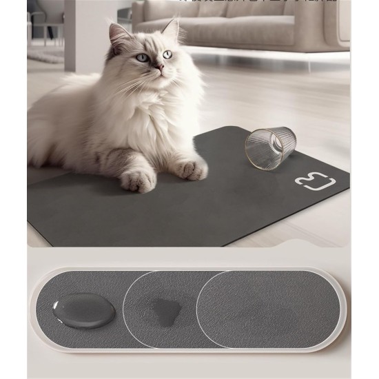 GIBZ Waterproof Feeding Mat Cat Food and Water Bowl Mat Square Non-Slip Plain Bowl Mat Pet Place Mat Dark Grey 50 x 70 cm GIBZ Waterproof Feeding Mat Cat Food and Water Bowl Mat Square Non-Slip Plain Bowl Mat Pet Place Mat Dark Grey 50 x 70 cm