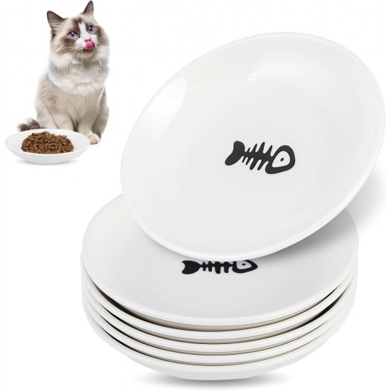 Galerie SV Set of 6 Cat Feeding Bowls - Cat Bowl Set - Ceramic Cat Bowl - Raised Cat Bowl - Cat Feeding Bowl - White (Fishbone Pattern) Galerie SV Set of 6 Cat Feeding Bowls - Cat Bowl Set - Ceramic Cat Bowl - Raised Cat Bowl - Cat Feeding Bowl - White (Fishbone Pattern)