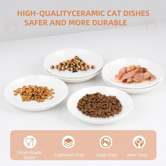 Galerie SV Set of 6 Cat Feeding Bowls - Cat Bowl Set - Ceramic Cat Bowl - Raised Cat Bowl - Cat Feeding Bowl - White (Fishbone Pattern) Galerie SV Set of 6 Cat Feeding Bowls - Cat Bowl Set - Ceramic Cat Bowl - Raised Cat Bowl - Cat Feeding Bowl - White (Fishbone Pattern)