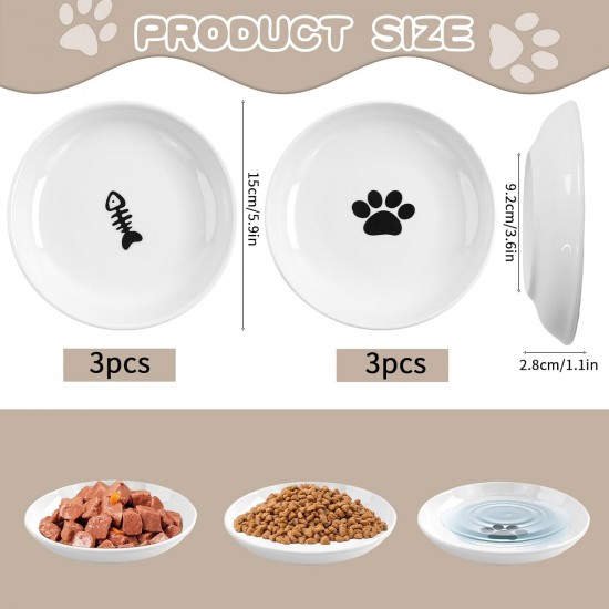 Galerie SV Set of 6 Cat Feeding Bowls - Cat Bowl Set - Ceramic Cat Bowl - Raised Cat Bowl - Cat Feeding Bowl - White (Fishbone Pattern) Galerie SV Set of 6 Cat Feeding Bowls - Cat Bowl Set - Ceramic Cat Bowl - Raised Cat Bowl - Cat Feeding Bowl - White (Fishbone Pattern)
