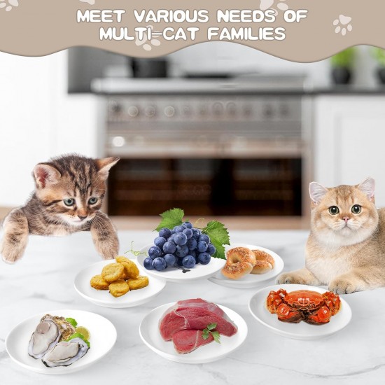 Galerie SV Set of 6 Cat Feeding Bowls - Cat Bowl Set - Ceramic Cat Bowl - Raised Cat Bowl - Cat Feeding Bowl - White (Fishbone Pattern) Galerie SV Set of 6 Cat Feeding Bowls - Cat Bowl Set - Ceramic Cat Bowl - Raised Cat Bowl - Cat Feeding Bowl - White (Fishbone Pattern)