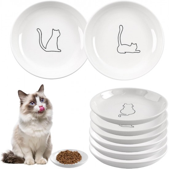Galerie SV Set of 6 Cat Feeding Bowls - Cat Bowl Set - Ceramic Cat Bowl - Raised Cat Bowl - Cat Feeding Bowl - White (Fishbone Pattern) Galerie SV Set of 6 Cat Feeding Bowls - Cat Bowl Set - Ceramic Cat Bowl - Raised Cat Bowl - Cat Feeding Bowl - White (Fishbone Pattern)