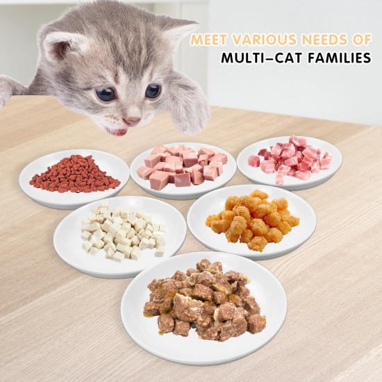 Galerie SV Set of 6 Cat Feeding Bowls - Cat Bowl Set - Ceramic Cat Bowl - Raised Cat Bowl - Cat Feeding Bowl - White (Fishbone Pattern) Galerie SV Set of 6 Cat Feeding Bowls - Cat Bowl Set - Ceramic Cat Bowl - Raised Cat Bowl - Cat Feeding Bowl - White (Fishbone Pattern)