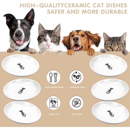 Galerie SV Set of 6 Cat Feeding Bowls - Cat Bowl Set - Ceramic Cat Bowl - Raised Cat Bowl - Cat Feeding Bowl - White (Fishbone Pattern) Galerie SV Set of 6 Cat Feeding Bowls - Cat Bowl Set - Ceramic Cat Bowl - Raised Cat Bowl - Cat Feeding Bowl - White (Fishbone Pattern)