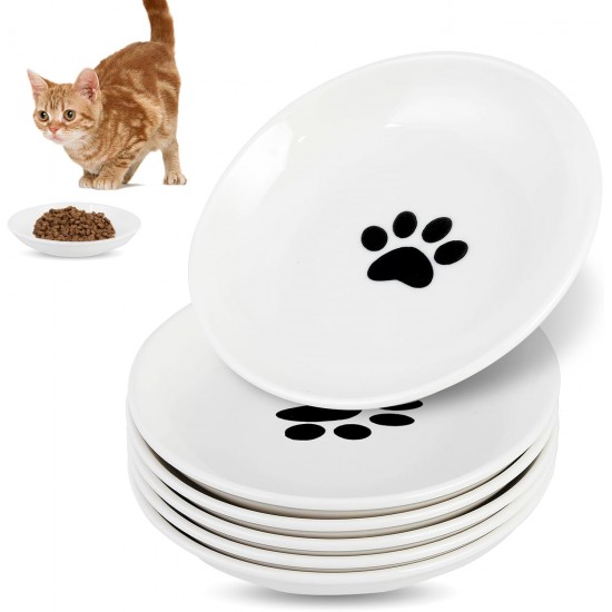 Galerie SV Set of 6 Cat Feeding Bowls - Cat Bowl Set - Ceramic Cat Bowl - Raised Cat Bowl - Cat Feeding Bowl - White (Fishbone Pattern) Galerie SV Set of 6 Cat Feeding Bowls - Cat Bowl Set - Ceramic Cat Bowl - Raised Cat Bowl - Cat Feeding Bowl - White (Fishbone Pattern)