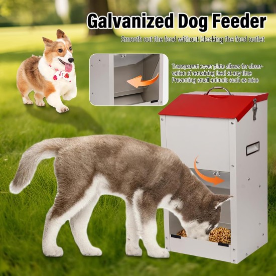 Galvanised Automatic Dog Feeder for Large Dogs, 11 kg Outdoor Pets Feeder Gravity Feeder Galvanised Automatic Dog Feeder for Large Dogs, 11 kg Outdoor Pets Feeder Gravity Feeder