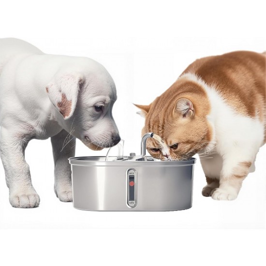GarveeMore Cat Water Fountain, 3.2L Automatic Stainless Steel Water Fountain with Water Level Window, Activated Carbon Filter, USB, Quiet, Double Output, Fountain for Cats and HC GarveeMore Cat Water Fountain, 3.2L Automatic Stainless Steel Water Fountain with Water Level Window, Activated Carbon Filter, USB, Quiet, Double Output, Fountain for Cats and HC