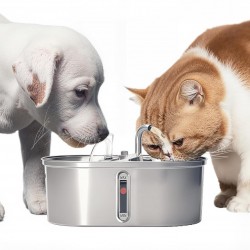 GarveeMore Cat Water Fountain, 3.2L Automatic Stainless Steel Water Fountain with Water Level Window, Activated Carbon Filter, USB, Quiet, Double Output, Fountain for Cats and HC GarveeMore Cat Water Fountain, 3.2L Automatic Stainless Steel Water Fountain with Water Level Window, Activated Carbon Filter, USB, Quiet, Double Output, Fountain for Cats and HC