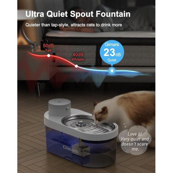 Gimars 4L UltraQuiet BPA-Free Cat Fountain Wireless with Motion Sensor, 5000 mAh Battery, Drinking Fountain for Cats, Wireless, Water Fountain for Cats with Sensor, Cat Drinking Fountain without Cable Gimars 4L UltraQuiet BPA-Free Cat Fountain Wireless with Motion Sensor, 5000 mAh Battery, Drinking Fountain for Cats, Wireless, Water Fountain for Cats with Sensor, Cat Drinking Fountain without Cable