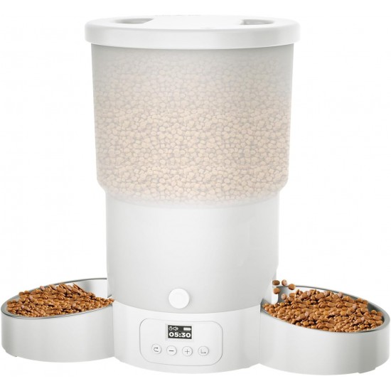 Gimars Automatic Cat Feeder for 2 Cats, 5L, 12 Servings, 6 Meals a Day, Timed Automatic Cat Feeder with 2 Stainless Steel Bowls, Dual Power Supply Gimars Automatic Cat Feeder for 2 Cats, 5L, 12 Servings, 6 Meals a Day, Timed Automatic Cat Feeder with 2 Stainless Steel Bowls, Dual Power Supply