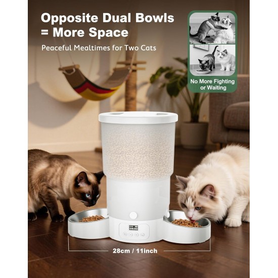 Gimars Automatic Cat Feeder for 2 Cats, 5L, 12 Servings, 6 Meals a Day, Timed Automatic Cat Feeder with 2 Stainless Steel Bowls, Dual Power Supply Gimars Automatic Cat Feeder for 2 Cats, 5L, 12 Servings, 6 Meals a Day, Timed Automatic Cat Feeder with 2 Stainless Steel Bowls, Dual Power Supply