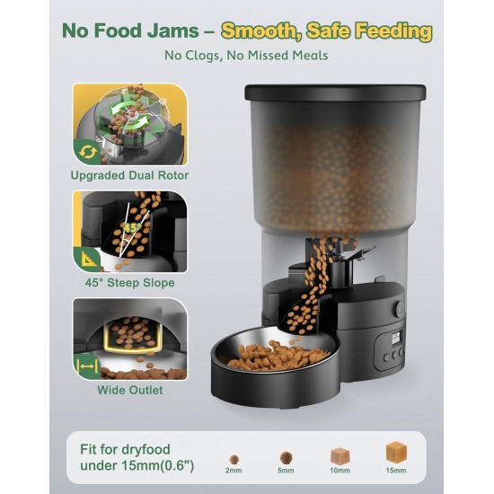 Gimars Automatic Cat Feeder for 2 Cats, 5L, 12 Servings, 6 Meals a Day, Timed Automatic Cat Feeder with 2 Stainless Steel Bowls, Dual Power Supply Gimars Automatic Cat Feeder for 2 Cats, 5L, 12 Servings, 6 Meals a Day, Timed Automatic Cat Feeder with 2 Stainless Steel Bowls, Dual Power Supply