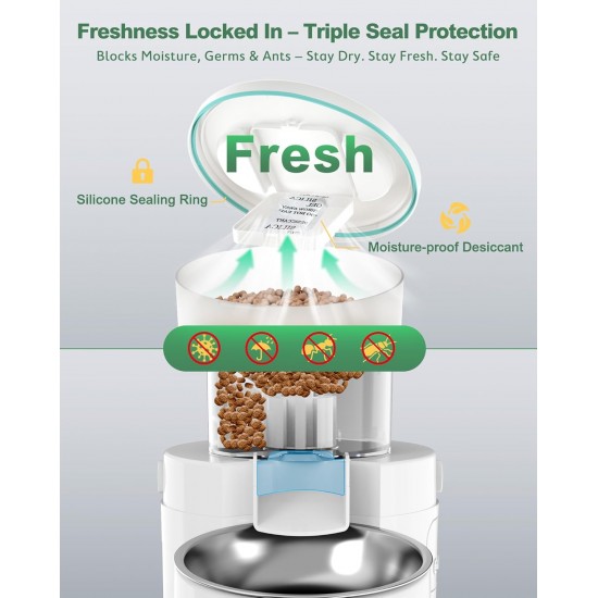 Gimars Automatic Cat Feeder for 2 Cats, 5L, 12 Servings, 6 Meals a Day, Timed Automatic Cat Feeder with 2 Stainless Steel Bowls, Dual Power Supply Gimars Automatic Cat Feeder for 2 Cats, 5L, 12 Servings, 6 Meals a Day, Timed Automatic Cat Feeder with 2 Stainless Steel Bowls, Dual Power Supply