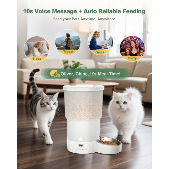 Gimars Automatic Cat Feeder for 2 Cats, 5L, 12 Servings, 6 Meals a Day, Timed Automatic Cat Feeder with 2 Stainless Steel Bowls, Dual Power Supply Gimars Automatic Cat Feeder for 2 Cats, 5L, 12 Servings, 6 Meals a Day, Timed Automatic Cat Feeder with 2 Stainless Steel Bowls, Dual Power Supply