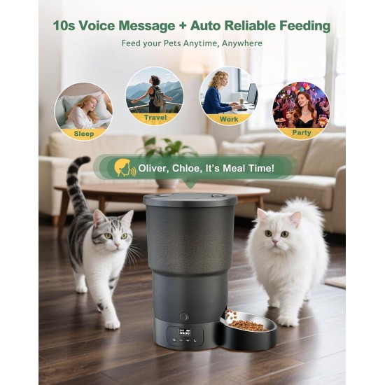 Gimars Automatic Cat Feeder for 2 Cats, 5L, 12 Servings, 6 Meals a Day, Timed Automatic Cat Feeder with 2 Stainless Steel Bowls, Dual Power Supply Gimars Automatic Cat Feeder for 2 Cats, 5L, 12 Servings, 6 Meals a Day, Timed Automatic Cat Feeder with 2 Stainless Steel Bowls, Dual Power Supply