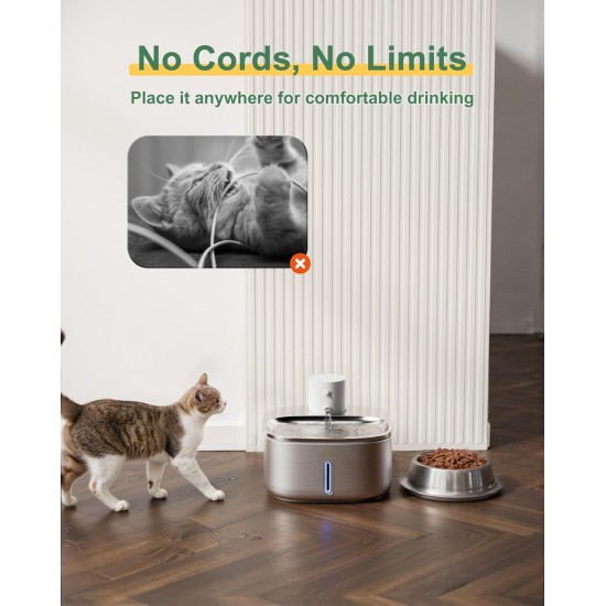 Gimars Cat Fountain Wireless Stainless Steel 3.2 L Super Quiet Drinking Fountain for Cat Fountain Cat Fountain with Motion Sensor 5000 mAh Battery Drinking Fountain Water Dispenser for Dogs Wireless Gimars Cat Fountain Wireless Stainless Steel 3.2 L Super Quiet Drinking Fountain for Cat Fountain Cat Fountain with Motion Sensor 5000 mAh Battery Drinking Fountain Water Dispenser for Dogs Wireless