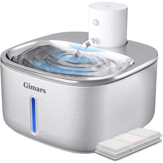 Gimars Cat Fountain Wireless Stainless Steel 3.2 L Super Quiet Drinking Fountain for Cat Fountain Cat Fountain with Motion Sensor 5000 mAh Battery Drinking Fountain Water Dispenser for Dogs Wireless Gimars Cat Fountain Wireless Stainless Steel 3.2 L Super Quiet Drinking Fountain for Cat Fountain Cat Fountain with Motion Sensor 5000 mAh Battery Drinking Fountain Water Dispenser for Dogs Wireless