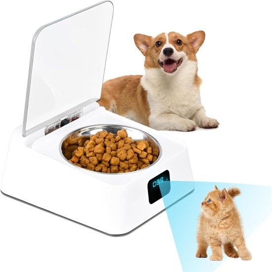 Goshyda Automatic Pet Feeder, Infrared Sensor to Open the Lid, Intelligent Automatic Pet Feeder for Dogs and Cats with Removable Feeding Bowls, Digital Display Goshyda Automatic Pet Feeder, Infrared Sensor to Open the Lid, Intelligent Automatic Pet Feeder for Dogs and Cats with Removable Feeding Bowls, Digital Display