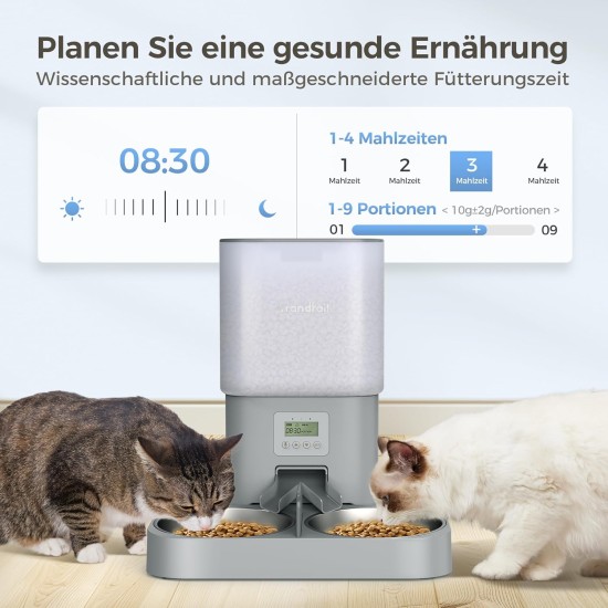 Grandtail 2.4 G WiFi Automatic Cat Food with App Control, 6 L Cat Feeder Includes Desiccant Bag, BPA-Free, 10s Voice Recording, Double Power Supply Grandtail 2.4 G WiFi Automatic Cat Food with App Control, 6 L Cat Feeder Includes Desiccant Bag, BPA-Free, 10s Voice Recording, Double Power Supply