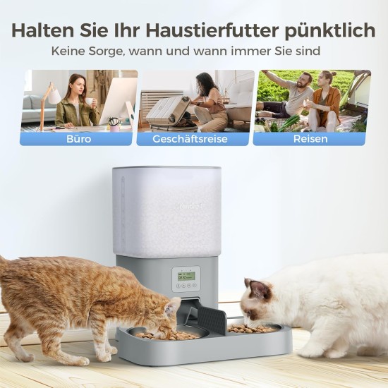 Grandtail 2.4 G WiFi Automatic Cat Food with App Control, 6 L Cat Feeder Includes Desiccant Bag, BPA-Free, 10s Voice Recording, Double Power Supply Grandtail 2.4 G WiFi Automatic Cat Food with App Control, 6 L Cat Feeder Includes Desiccant Bag, BPA-Free, 10s Voice Recording, Double Power Supply