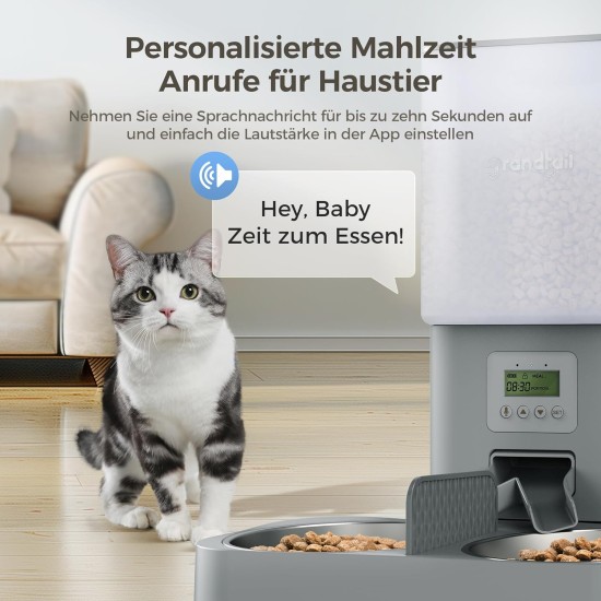Grandtail 2.4 G WiFi Automatic Cat Food with App Control, 6 L Cat Feeder Includes Desiccant Bag, BPA-Free, 10s Voice Recording, Double Power Supply Grandtail 2.4 G WiFi Automatic Cat Food with App Control, 6 L Cat Feeder Includes Desiccant Bag, BPA-Free, 10s Voice Recording, Double Power Supply