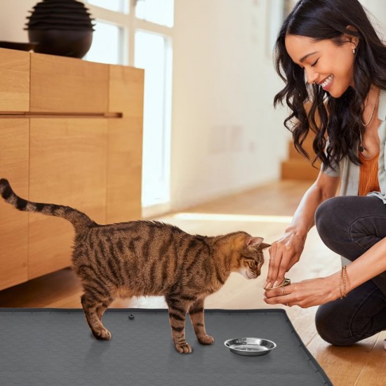 Große Katzenklo Matte, 86.3x55.9cm Wasserdicht Urinbeständiges Katzenmatte Katzenklo, Katzenstreu Matte aus Lebensmittelechtem Silikon, Leicht zu Reinigen, rutschfeste Katzenmatte für den Boden Große Katzenklo Matte, 86.3x55.9cm Wasserdicht Urinbeständiges Katzenmatte Katzenklo, Katzenstreu Matte aus Lebensmittelechtem Silikon, Leicht zu Reinigen, rutschfeste Katzenmatte für den Boden